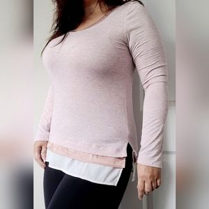 White House Black Market Women's Stretch Rayon Tunic Top Chiffon Dusty Rose Med